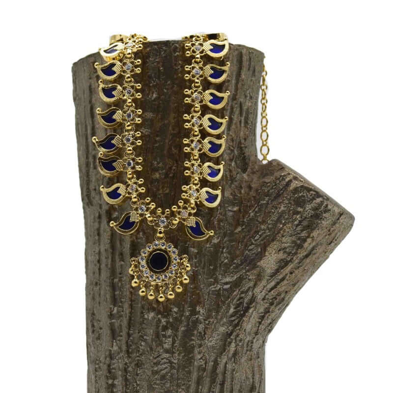 Premium Gold Plated Mango Long Chain - Blue