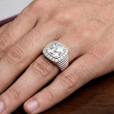 Premium Silver Plated Gent's CZ Stone Finger Ring showcased on a hand, featuring a sparkling stone setting and elegant design.