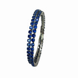 Radiant Rhodium Plated Blue Sapphire Stone Bangles - K Supreme
