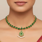 Real Temple Jewellery Emerald Adigai Necklace - K Supreme