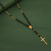 Religious Black Crystal Rosary Cross Chain - KSupreme