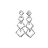 Rhodium Plated American Diamond Pave Long Earrings - K Supreme