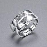 Silver Plated Cz's Couples Heart Finger Rings For Men and Women