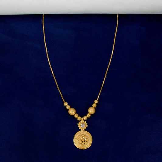 Simple Gold Plated CZ Stone Floral Mesh Pendant Necklace - KSupreme