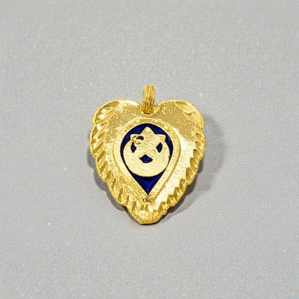 Small Blue Enamel Gold Plated Muslim Thali Pendant - K Supreme
