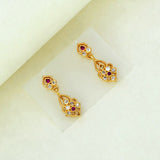 Small Gold Plated CZ Ruby Drop Earrings For Girls - K Supreme