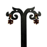 छोटे सोने की परत चढ़ी फैशन मैरून क्रिस्टल ड्रॉप इयररिंग्स