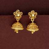 Small Gold Plated Floral Filigree Jhumka Earrings - K Supreme