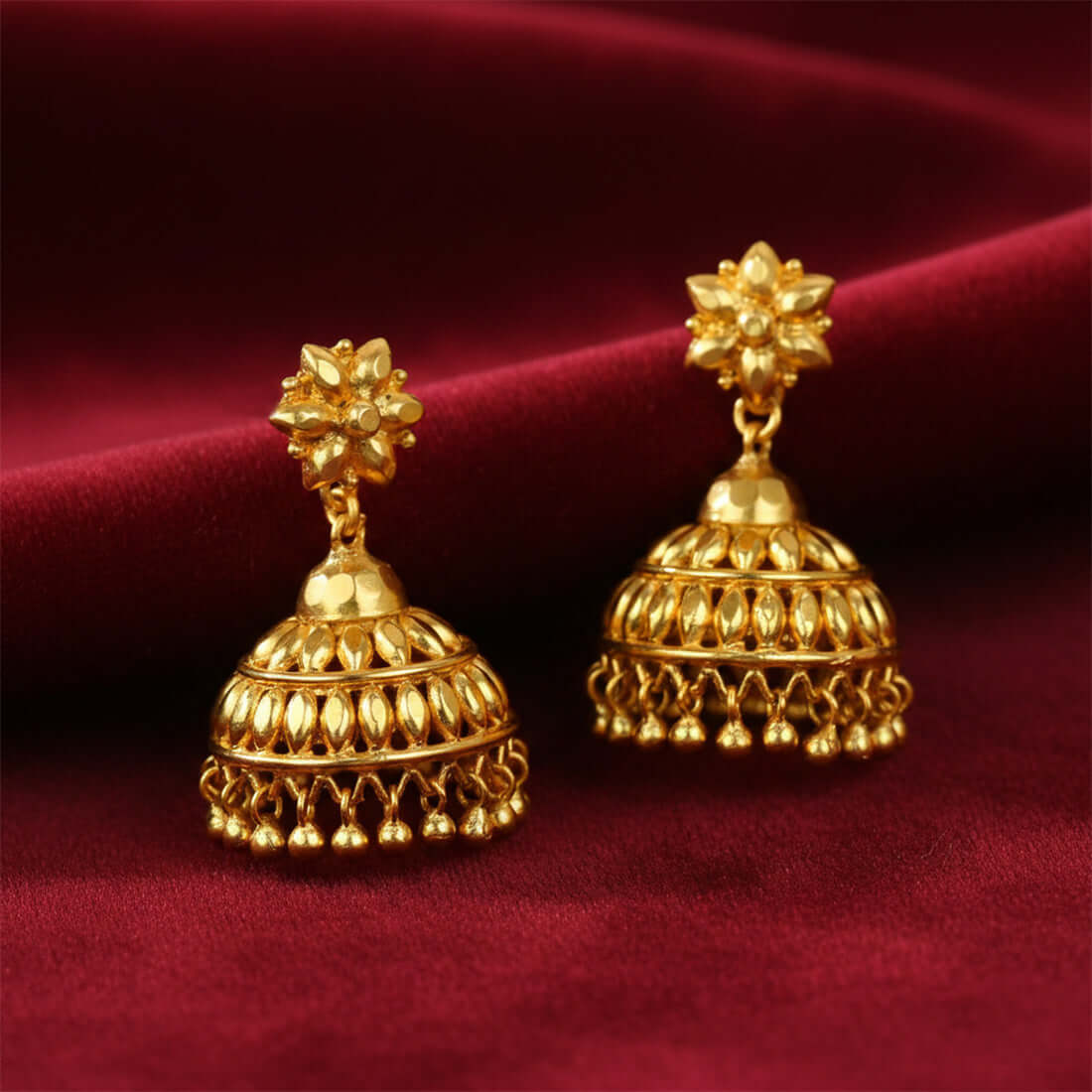 South Indian Designer Gold Plated-Jhumka Earrings