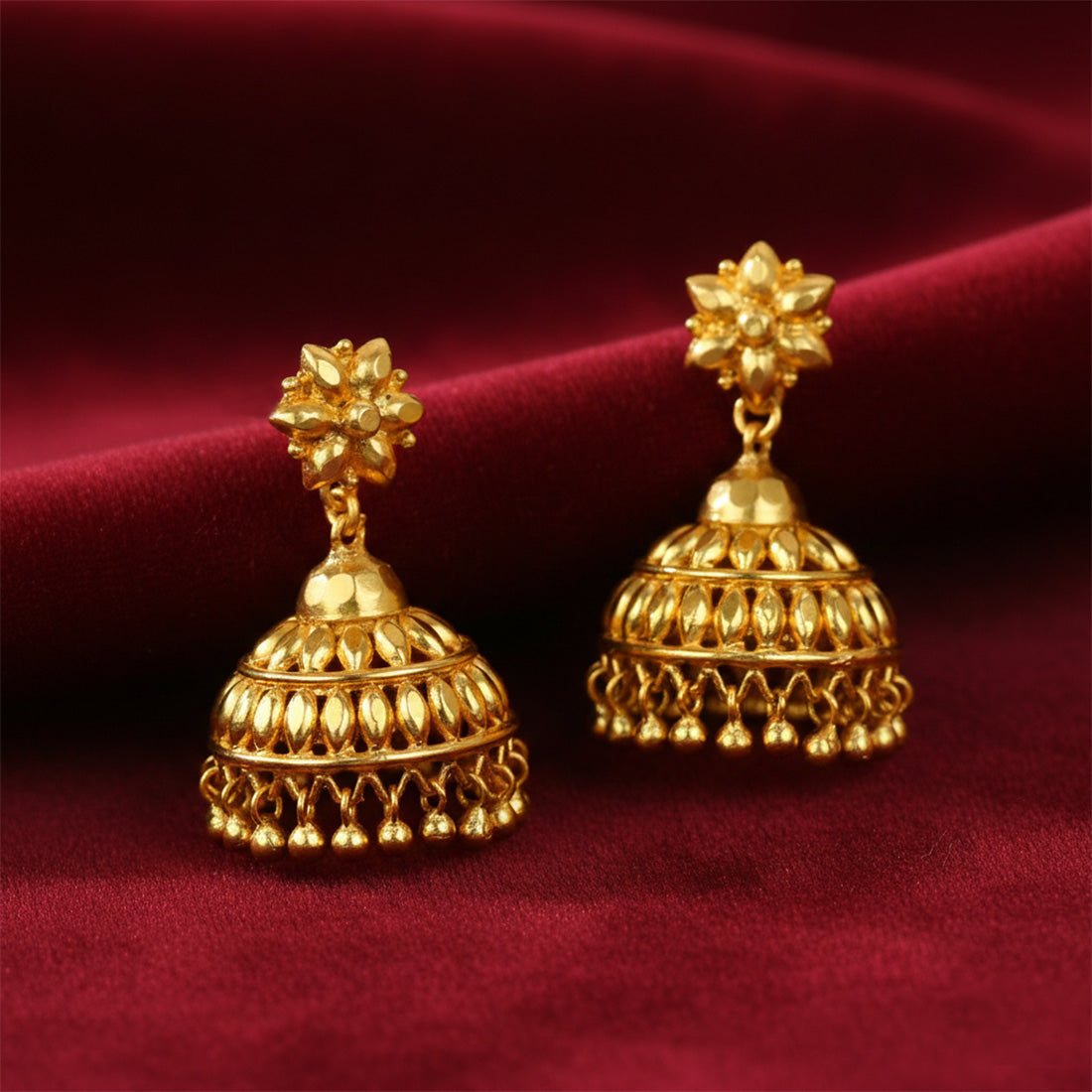 South Indian Designer Gold Plated-Jhumka Earrings