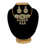 Sparkling Antique Gold Plated CZ Stone Floral Choker Set - KSupreme