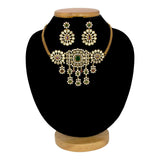 Sparkling Antique Gold Plated CZ Stone Floral Choker Set - KSupreme