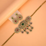 Sparkling Antique Gold Plated CZ Stone Floral Choker Set - KSupreme