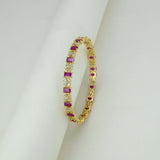 Sparkling Gold Plated Floral CZ Ruby Bangle - K Supreme