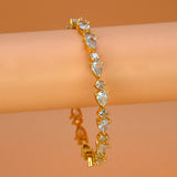 Sparkling Gold Plated Oval and Round Stone Bangle - KSupreme