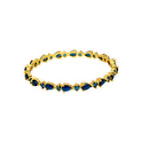 Sparkling Gold Plated Oval and Round Stone Bangle - KSupreme