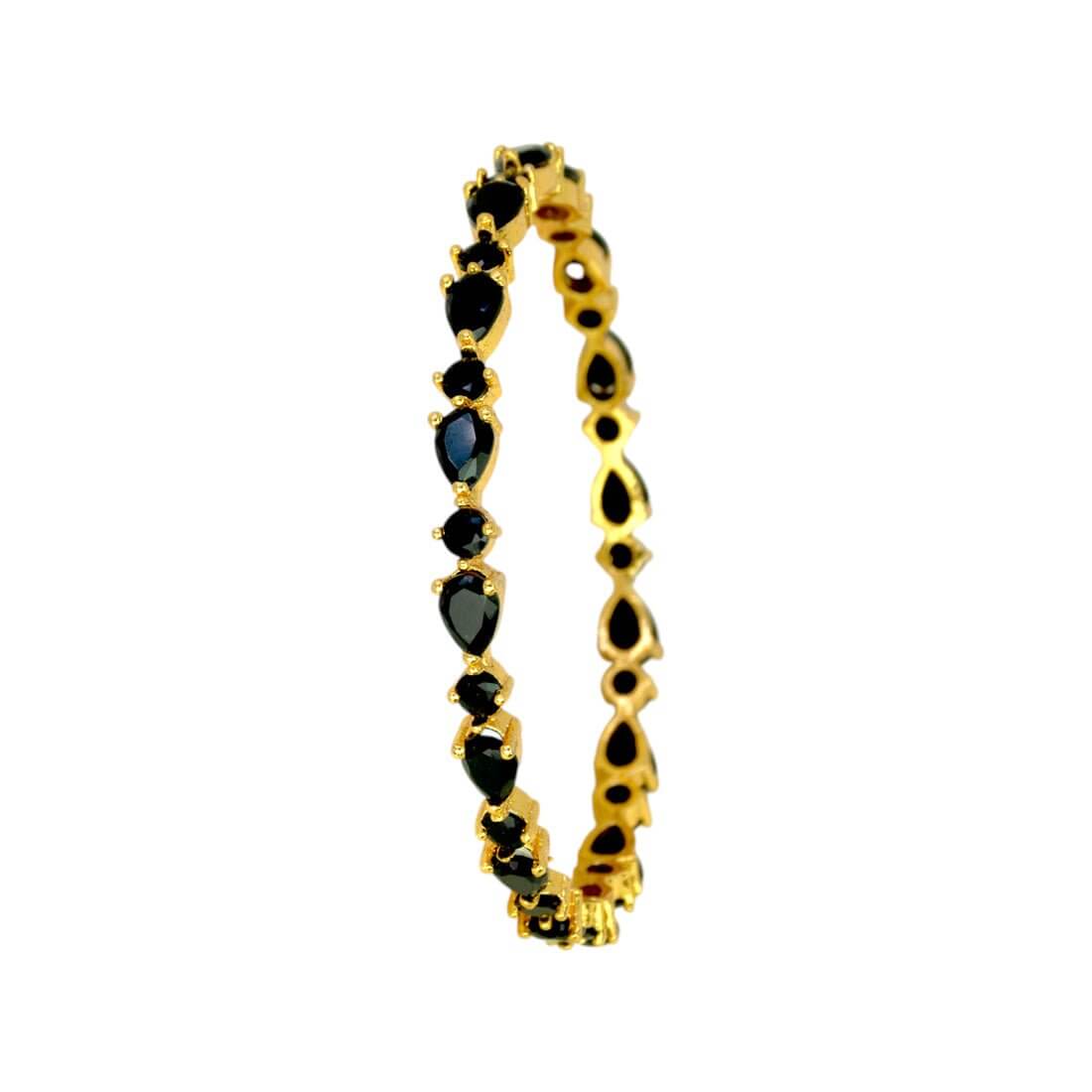 Sparkling Gold Plated Oval and Round Stone Bangle - KSupreme