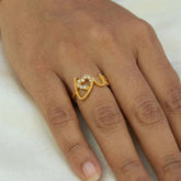 Spiral Gold Plated CZ Love Heart Finger Ring - K Supreme