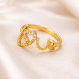 Spiral Gold Plated CZ Love Heart Finger Ring - K Supreme