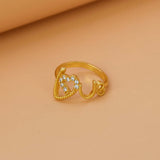 Spiral Gold Plated CZ Love Heart Finger Ring - K Supreme