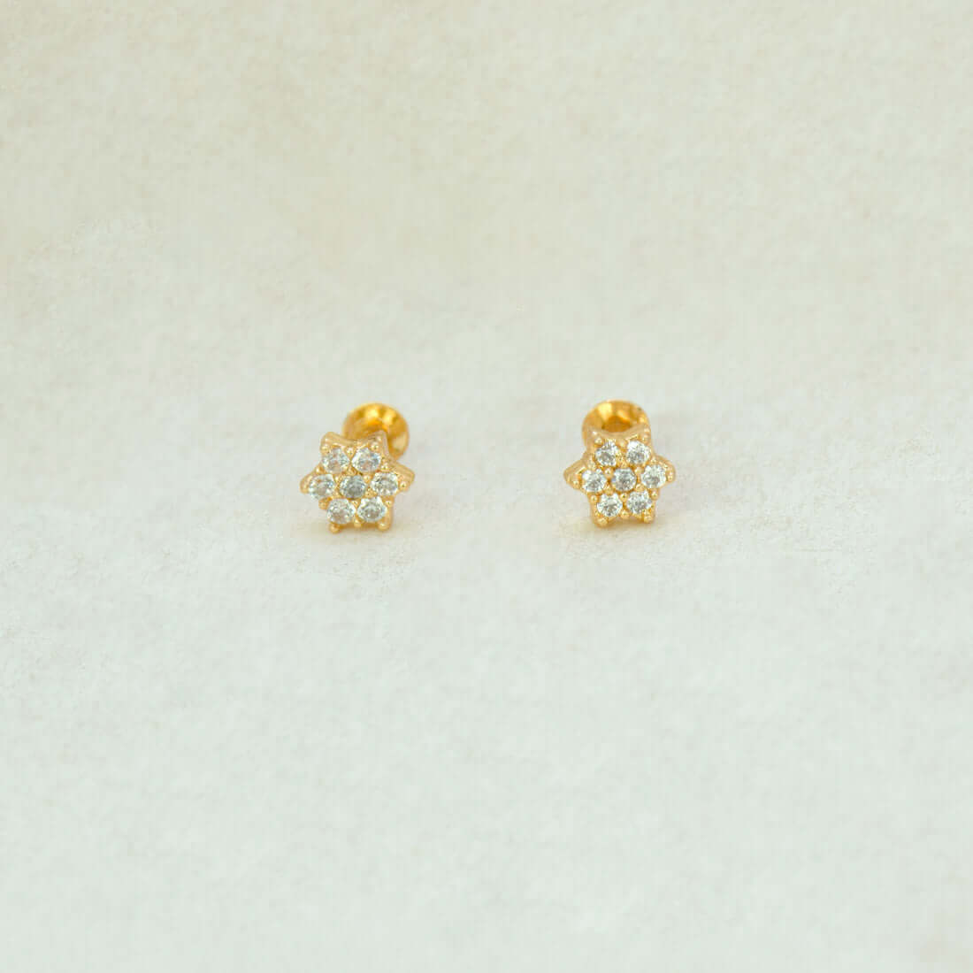Star Floral Design Gold Plated CZ Second Stud/Kids Studs - K Supreme