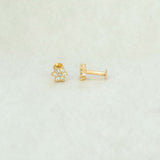 Star Floral Design Gold Plated CZ Second Stud/Kids Studs - K Supreme