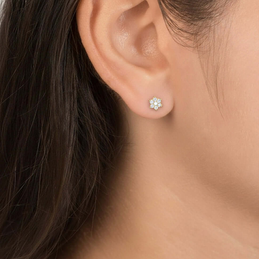 Star Floral Design Gold Plated CZ Second Stud/Kids Studs - K Supreme