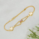 Gold Plated Ruby CZ Ring Charm Bracelet for Women