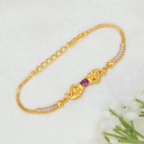 Gold Plated Ruby CZ Stone Peacock Bracelet