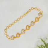 Gold Plated CZ Stone Heart Bracelet