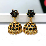 Stunning Gold Plated Black CZ Stone Umbrella Jhumka - K Supreme