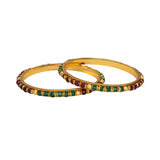Stunning Gold Plated Crystal And Golden Beads Bangles - KSupreme