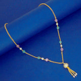 Stunning Gold Plated Pastel Beads CZ Pendant Chain - KSupreme