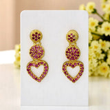 Stunning Gold Plated Ruby Stone Heart Drop Earrings - KSupreme