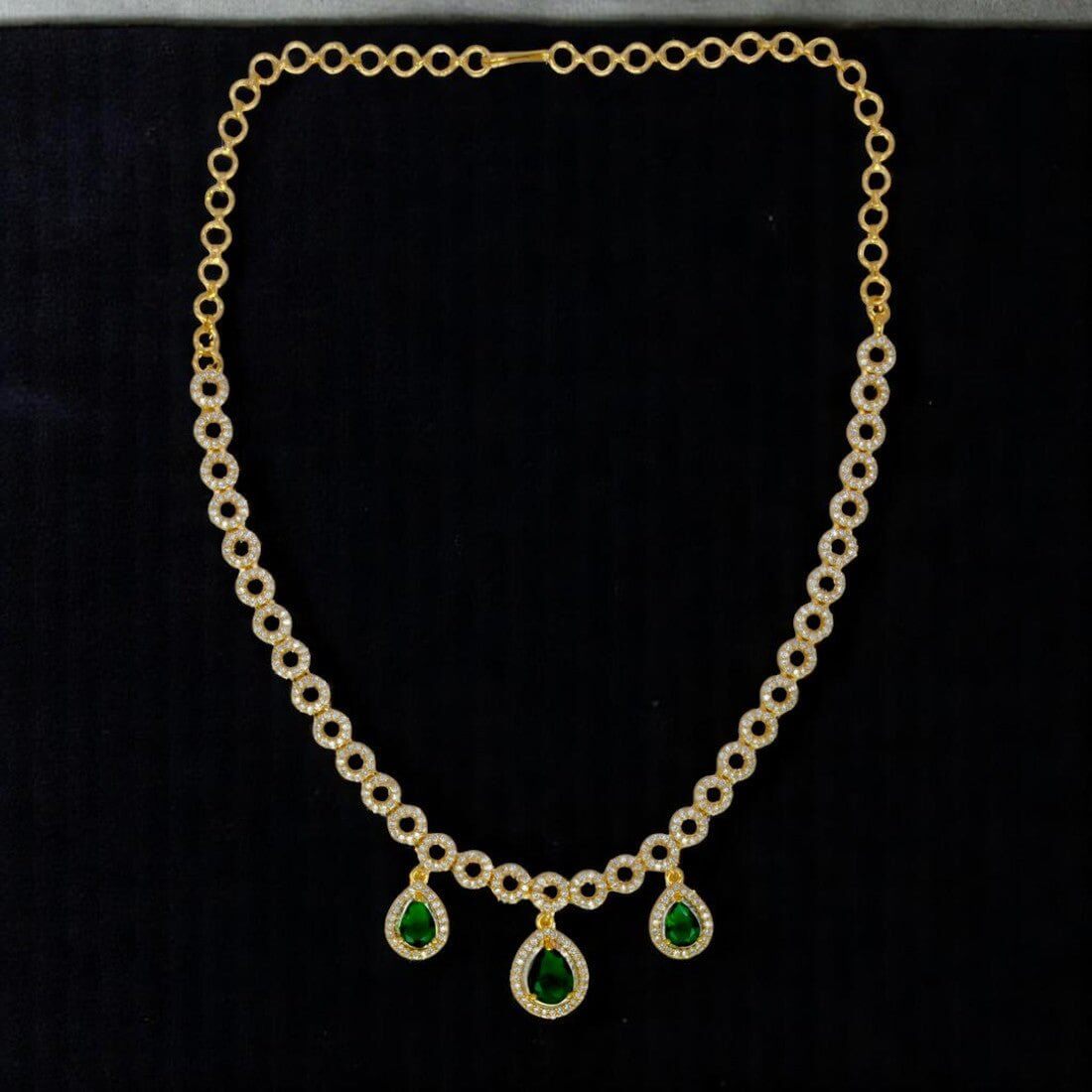 Stunning Green Teardrop Dangling CZ Necklace - K Supreme