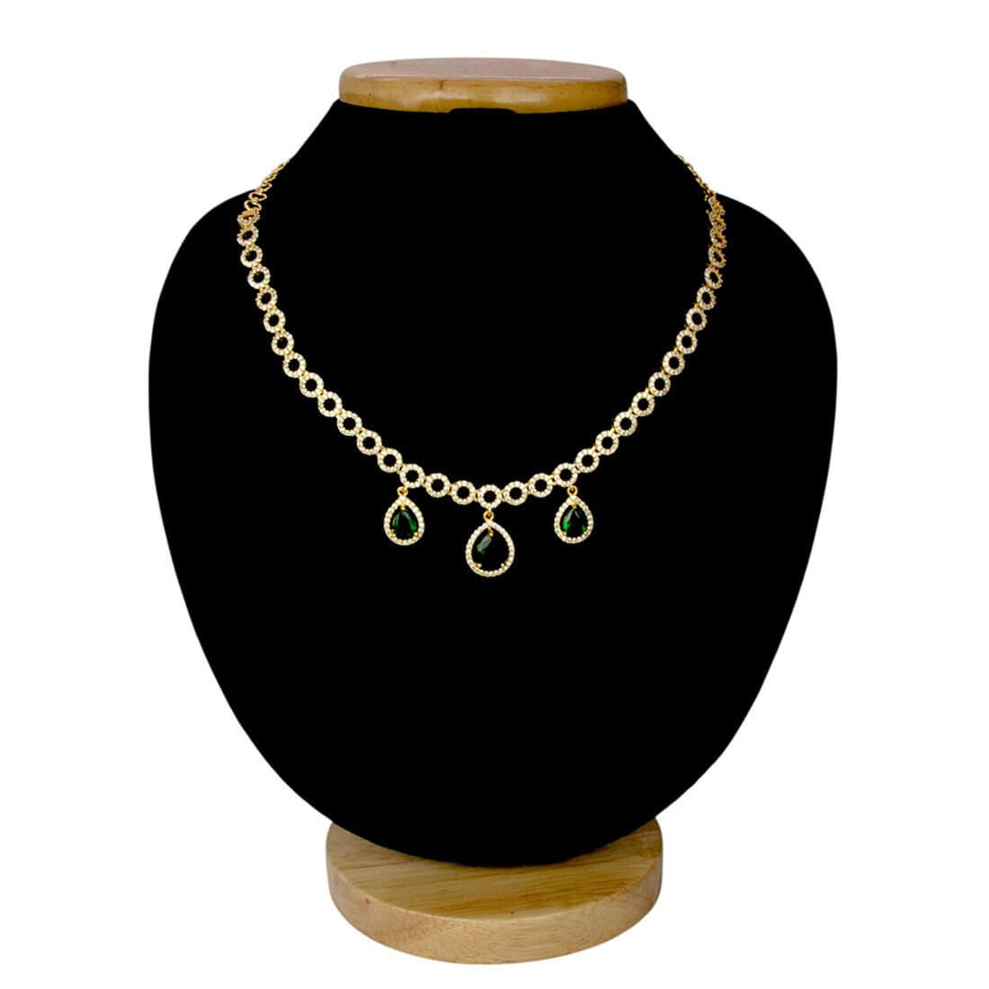 Stunning Green Teardrop Dangling CZ Necklace - K Supreme