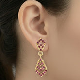 Stunning High Fashion Semi - precious Ruby Drop Earrings - K Supreme