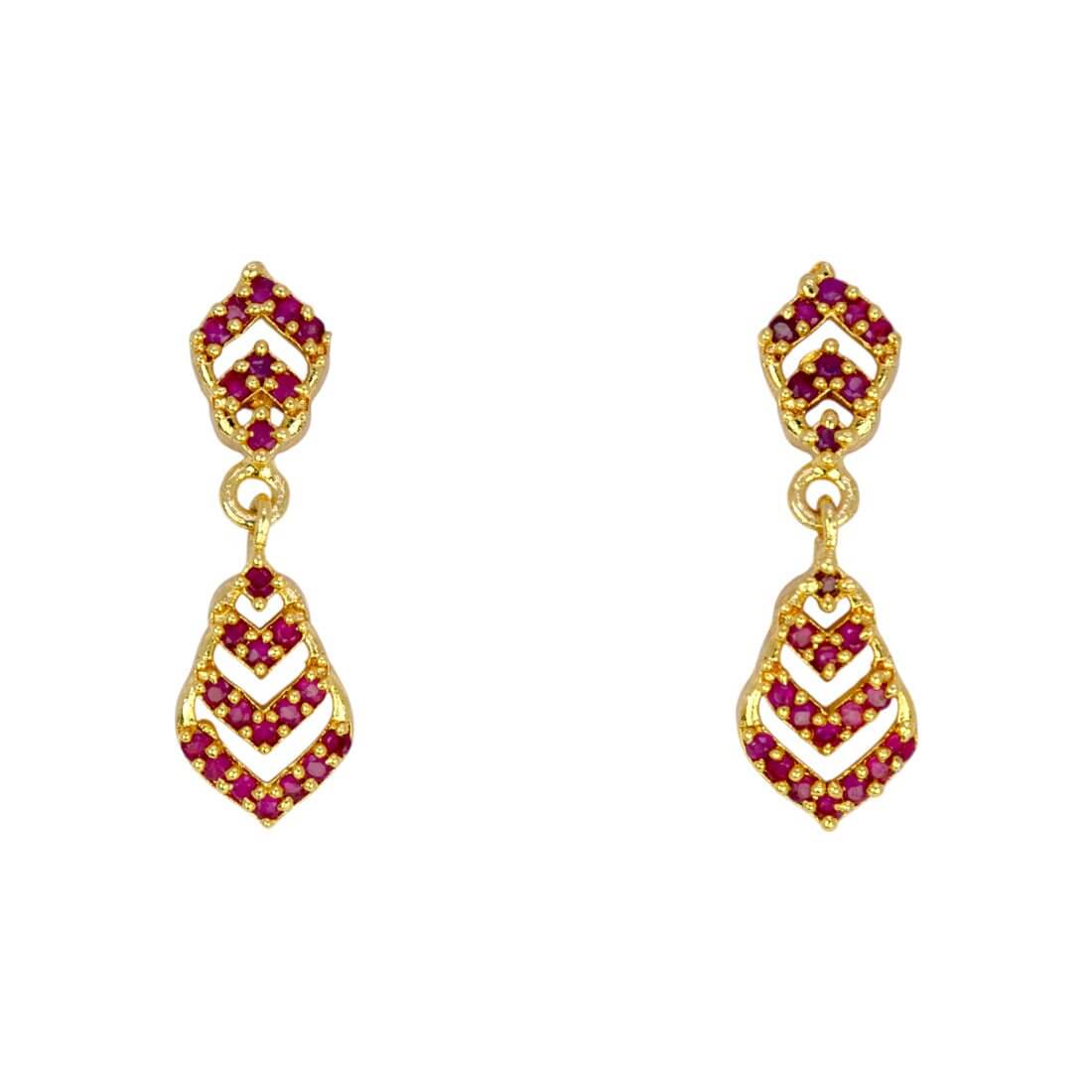 Stunning High Fashion Semi - precious Ruby Drop Earrings - K Supreme