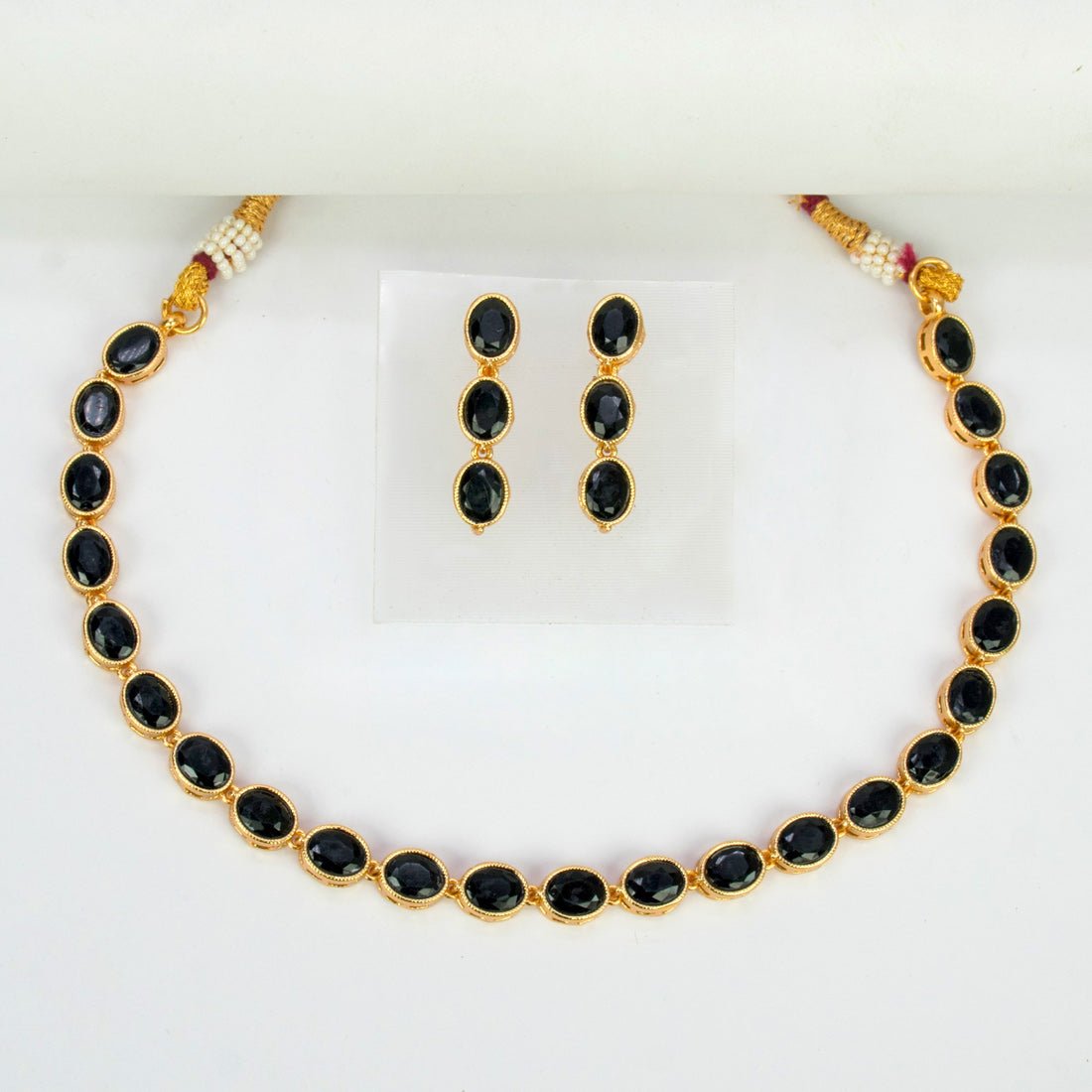 Stunning Premium Gold Plated Oval Necklace set - KSupreme