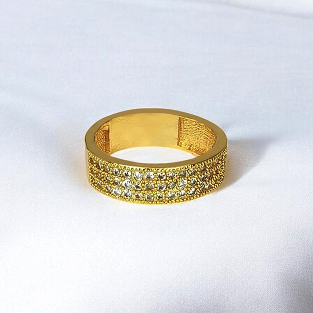 Stunning Round Gold Plated American Diamond Ring - KSupreme