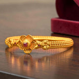 Style Club Matte Gold Plated Floral Kada Bangle - K Supreme