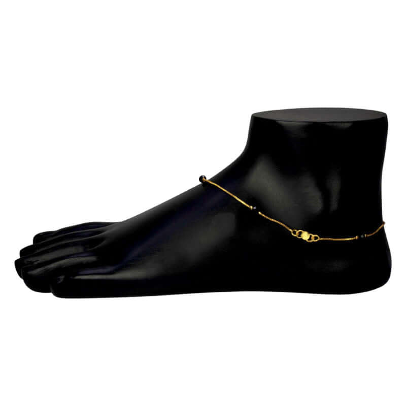 Stylish Gold Plated Black Crystal Anklets For Girls - K Supreme