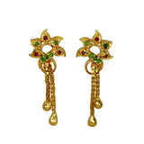 Stylish Gold Plated Box Chain Tassels Stone Earrings - KSupreme