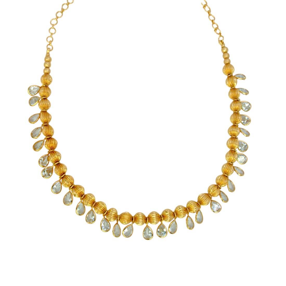 Stylish Gold Plated Crystal Hanging Ball Chain Necklace - K Supreme