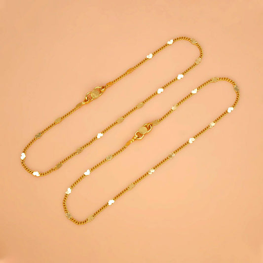 Stylish Gold Plated Curb Chain Heart Anklets - K Supreme