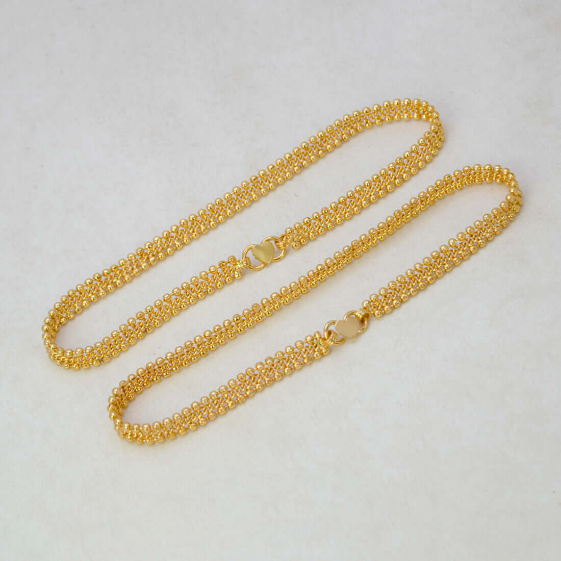 Stylish Gold Plated Curb Link Beaded Anklets - K Supreme