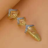 Stylish Gold Plated CZ Stone Nail Ring Set - K Supreme