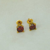 Stylish Gold Plated Single Red Stone Stud Earrings - K Supreme
