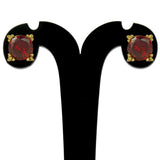 Stylish Gold Plated Single Red Stone Stud Earrings - K Supreme