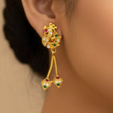 Stylish Gold Plated Stone Studded Peacock Earrings - K Supreme
